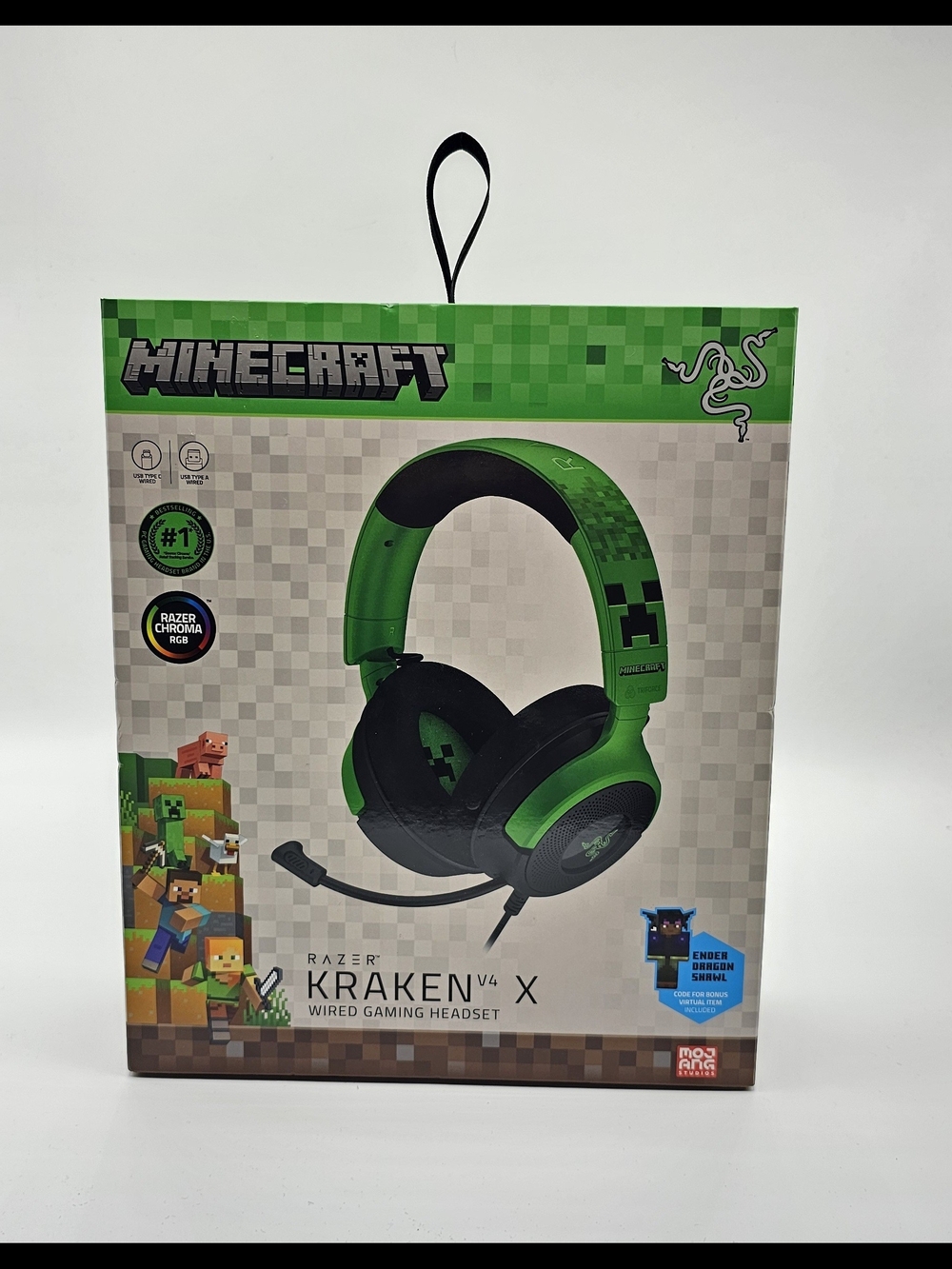 Razer Kraken V4 X Minecraft Edition Wired Gaming Headset NIB RGB USB-C/A